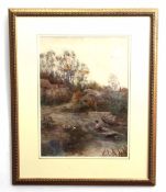 Walter Stewart Lloyd, signed and dated 1888, watercolour, River scene with figure in a punt, 40 x