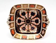 Royal Crown Derby dish, square shaped with Imari design