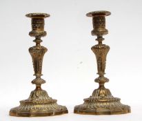 Pair of gilt brass candlesticks