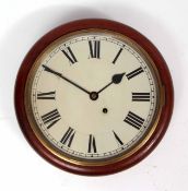 Early 20th century mahogany cased dial timepiece, the plain moulded surround to a spun brass bezel