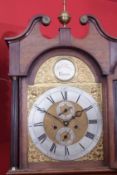 Late 19th century oak and mahogany cross-banded 8-day longcase clock, Robt Knox - Beith, the hood