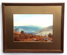 F Fenton, signed pair of watercolours, Mountain landscapes, 26 x 36cms