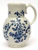 Worcester Dutch jug, circa 1760, with blue trailing flowers design, 22cms high