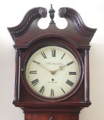 Mid-19th century Scottish mahogany cased 8-day timepiece, the case with swan neck pediment and