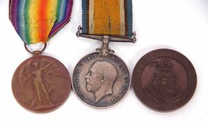 WWI pair comprising British War Medal and Victory Medal to 5-5703 Pte A E Burchett, Norf R