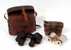 Mixed Lot: leather cased pair of binoculars, W Watson & Sons Ltd - London 1917 and contained in a