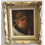 David W Haddon, oil on board, signed lower left, "Ancient fisherman", 26 x 21cms