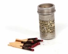 Mid-20th century Air Ministry waterproof match container of aluminium construction with screw on