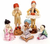 Group of Royal Worcester child figures modelled by F G Doughty, including a model of Japan, China,