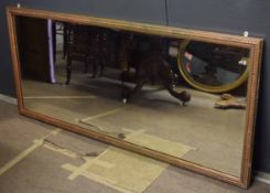 Gilt framed large rectangular overmantel mirror, 185cms x 82cms