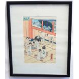 Japanese School, group of four coloured prints, Erotic scenes and others, assorted sizes (4)