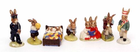 Collection of Bunnikins figures including Postman Bunnikins, Harry Bunnikins, Tom Bunnikins (7)