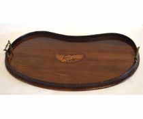 Tea tray with shell like marquetry decoration to centre