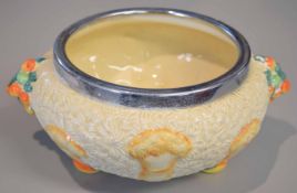 A "My Garden" bowl, with electro-plated rim, 18cms diam
