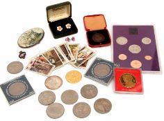 Mixed Lot: various UK commemorative crowns, proof set, small number of world coins, life saving