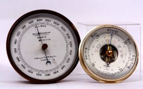 Mixed Lot: mid-20th century brass cased aneroid barometer, T A Reynolds, Son & Wardale Ltd -