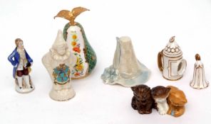 Group of Coalport and Copeland wares, 19th century, and a Royal Worcester model of three kittens