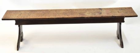 Jack Grimble oak bench, of plain form with splayed trestle type supports, 170cms long