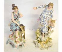 Two late 19th century Continental porcelain figures, one probably Sitzendorf as Diana the Huntress