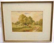 Thomas Pyne, signed and one dated 1910 pair of watercolours, Country landscapes, 23 x 33cms (2)