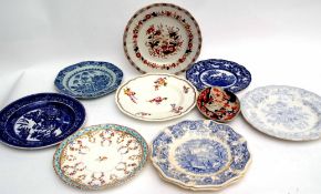 Group of English and Continental porcelain plates and dishes