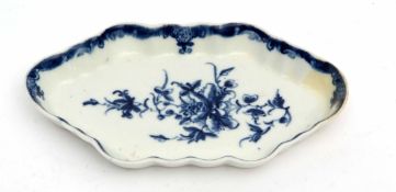 18th century Worcester spoon tray with a blue and white design (restoration), 15cms long