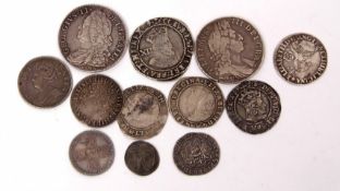 Mixed Lot: Henry VI half groat, Henry VIII groat, Elizabeth I shillings 1562 (2), 1582 (2), James