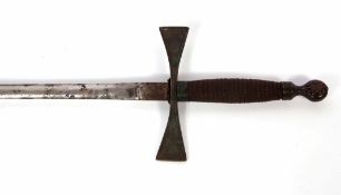 20th century Masonic ceremonial sword of typical form with polished blade, brass cross-guard and