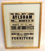 Two framed Aylsham auction posters for S W Bruce, 1907/1916