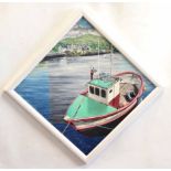 Kris Leach, signed and dated May 98, oil on board, "Castledown Trawler", 49 x 49cms