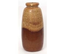 Large West German pottery lamp base, with a brown glaze design, 50cms high