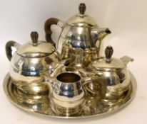 Early 20th century Belgian five-piece tea and coffee service comprising coffee pot, tea pot,