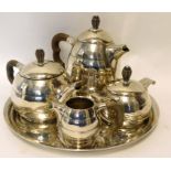 Early 20th century Belgian five-piece tea and coffee service comprising coffee pot, tea pot,