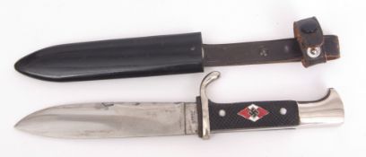 Mid-20th century German Hitler Youth sheath knife, RZM, M7/51/38, the plain polished single edged