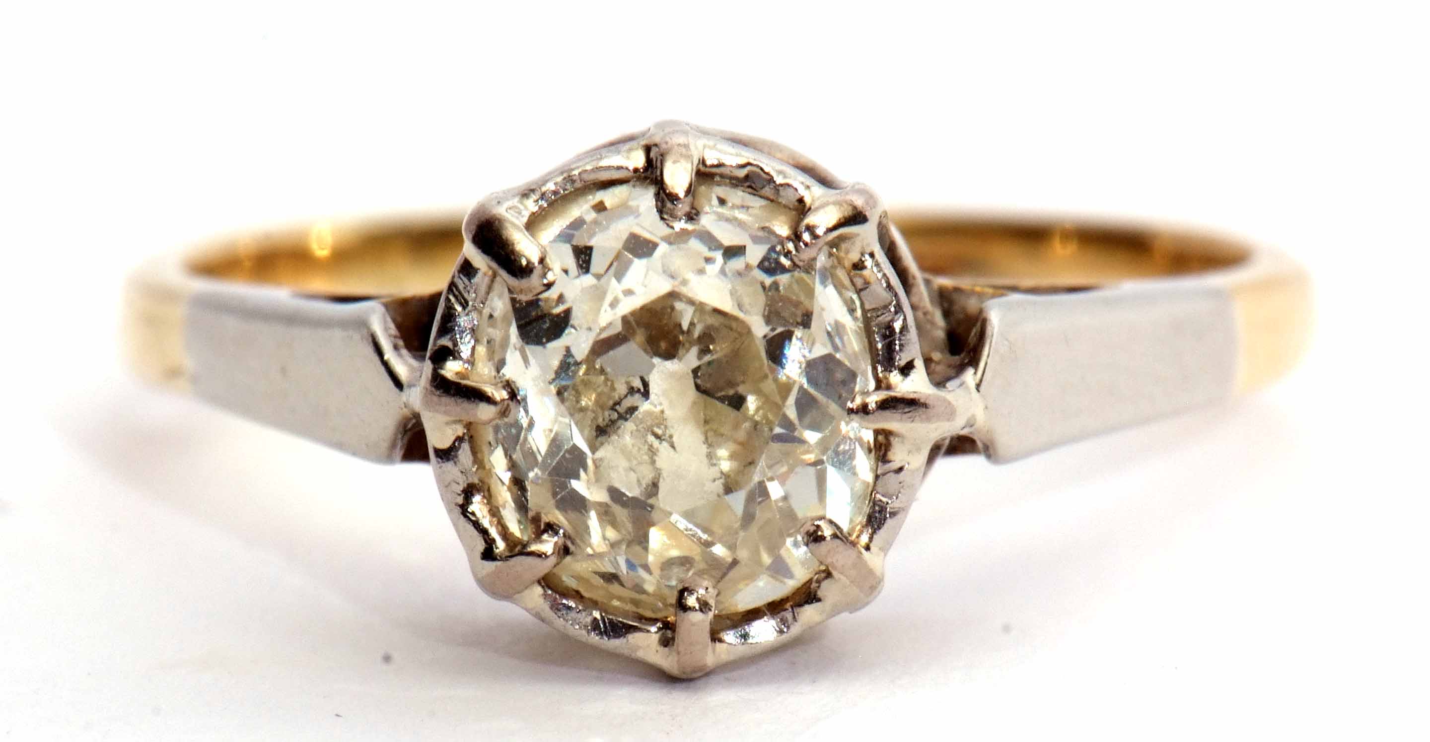 Precious metal single stone diamond ring, the old cut diamond 0.50ct approx, claw set and raised - Image 2 of 4