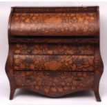 Dutch marquetry cylinder bureau, inlaid throughout with typical floral panels, fitted interior