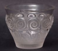 Lalique "Rennes" frosted glass small vase of spreading circular form decorated with reindeer and