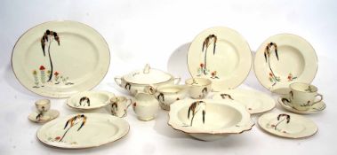 Extensive Royal Doulton dinner/tea and coffee service, circa 1933, decorated with an Art Deco design