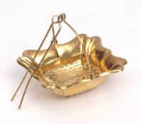 19th century French silver gilt tea strainer of shaped rectangular form with lobed and pierced