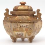 Satsuma Koro and cover, finely decorated in typical fashion with gilt background, scrolled