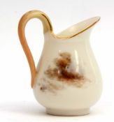 Early 20th century Royal Worcester miniature ewer decorated with a pheasant in woodland setting,