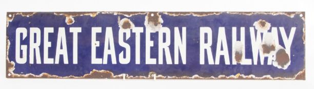 Early 20th century enamelled railway sign of rectangular form and detailed in blue and white "