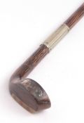 Late 19th century walking cane modelled in the form of a golf club, the handle formed as a walnut