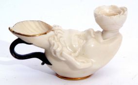 Mid-19th century Kerr & Binns Worcester chamber stick modelled in blush as a cherub with candle