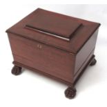 Regency period mahogany wine cooler, sarcophagus top with beaded edge over original zinc lined