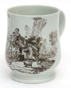 Liverpool (Reid or Chaffers) bell-shaped mug with strap handle printed in black with l'amour after