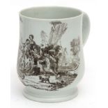 Liverpool (Reid or Chaffers) bell-shaped mug with strap handle printed in black with l'amour after