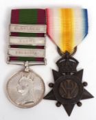 UK, pair comprising Afghanistan medal 1881 with three bars for Charasia, Kabul and Kandahar,