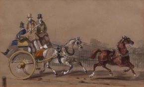 CHARLES COOPER HENDERSON (1803-1877) Coaching scene watercolour, monogrammed to post lower left 14 x