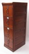 Early 20th century mahogany four-drawer filing cabinet of plain form with panelled sides, 141cm high